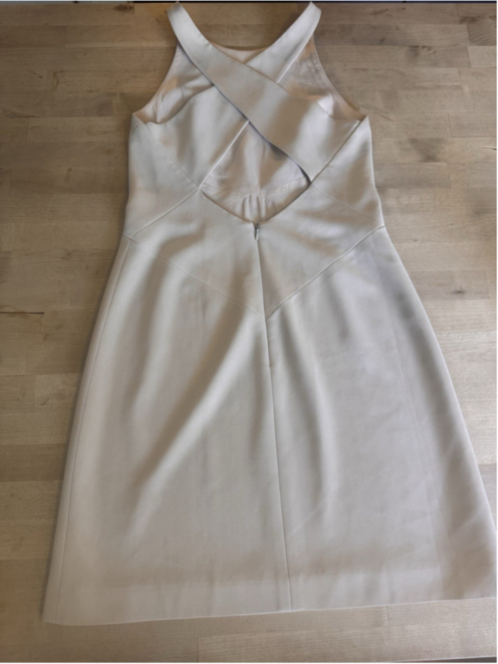 Vintage Ann Taylor STUNNING Beige Halter Dress Open Back | Made in USA | Size 4